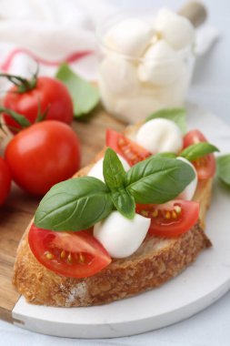 Mozarella peynirli, domatesli ve fesleğenli lezzetli sandviç.