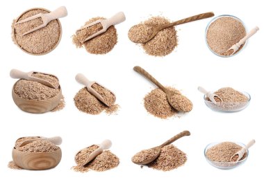 Karabuğday kepeği beyaza izole edilmiş, tamam. Üst ve yan görünüm