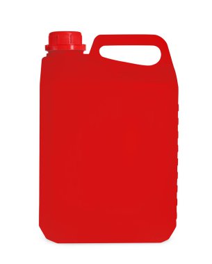 Beyaz arkaplanda kırmızı plastik bir kutu