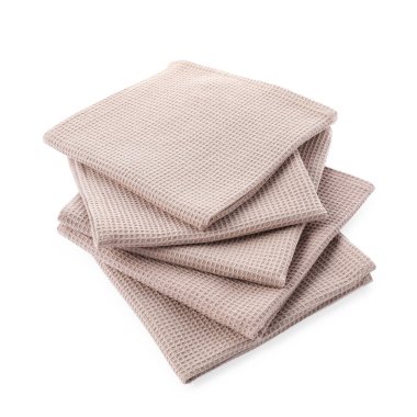 Beyaz üzerine izole edilmiş temiz waffle havluları.