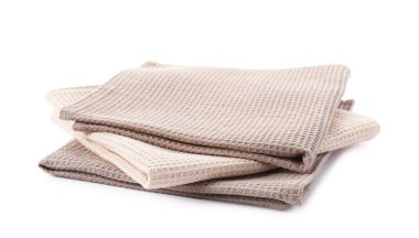 Beyaz üzerine izole edilmiş temiz waffle havluları.