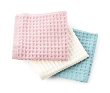 Temiz renkli waffle havluları beyaz, üst manzara