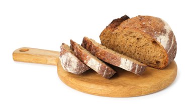 Beyaz üzerine izole edilmiş taze ekmek parçaları.