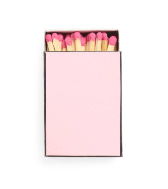 Kutudaki kibritler beyaz, üst görünümde izole edilmiş. Tasarım için model