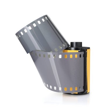 Beyaz üzerine izole edilmiş fotoğraf filmi rulosu