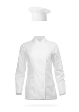 Şefin üniforması beyaz arka planda. Ceket ve ceket.