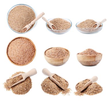 Karabuğday kepeği beyaza izole edilmiş, tamam. Üst ve yan görünüm