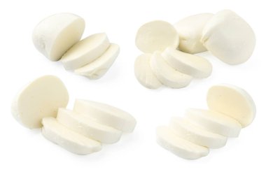 Mozzarella beyaz sette izole edildi. İtalyan peyniri