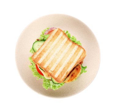 Tavuk göğsü ve sebzeli nefis bir sandviç.