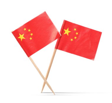 Beyaz arkaplanda Çin 'in küçük kağıt bayrakları