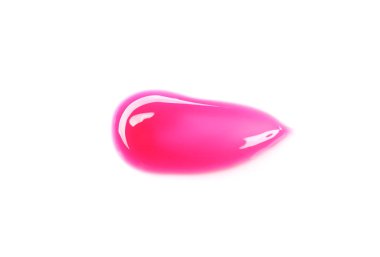 Parlak pembe dudak parlatıcısı beyaz, üst görünümde izole