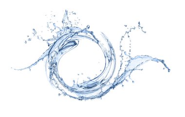 Beyaz arka planda su oluşumu girdabı. Dönen sıvı.