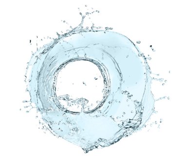 Beyaz arka planda su oluşumu girdabı. Dönen sıvı.