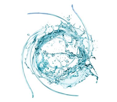 Beyaz arka planda su oluşumu girdabı. Dönen sıvı.