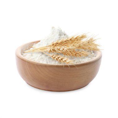 Kasede buğday unu ve beyaz arka planda dikenler.