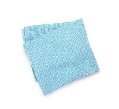 Bir katlanmış plaj havlusu, beyaz manzaralı.