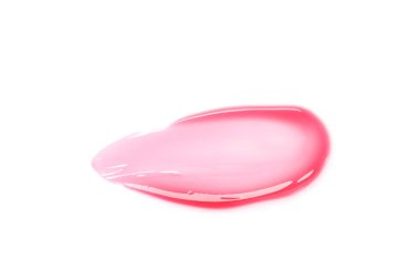 Parlak kırmızı dudak parlatıcısı beyaz, üst görünümde izole