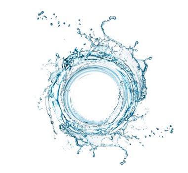 Beyaz arka planda su oluşumu girdabı. Dönen sıvı.