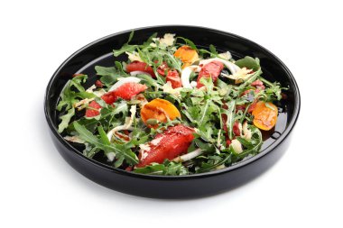 Arugula, peynir, greyfurt, sebze ve balzamik soslu leziz salata.