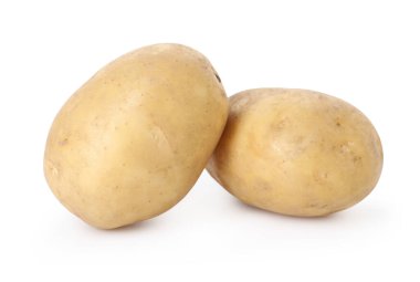 İki taze çiğ patates.