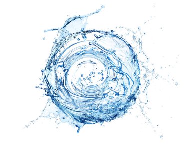 Beyaz arka planda su oluşumu girdabı. Dönen sıvı.