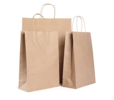 Beyaz üzerine izole edilmiş üç kese kağıdı.