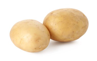 İki taze çiğ patates.