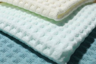 Arkaplan olarak temiz waffle havluları, yakın görünüm
