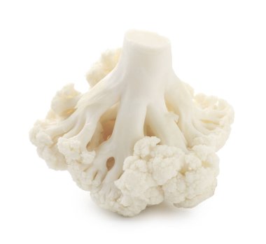 Bir taze karnabahar çiçeği beyaza izole edilmiş.