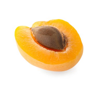 Taze olgun kayısı çekirdeği beyaza izole edilmiş