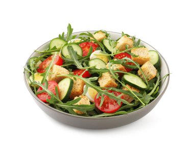 Ekmek arası salata, salatalık, domates ve roka.