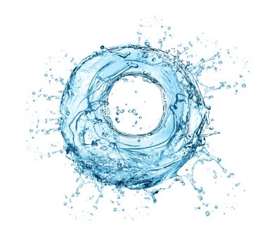 Beyaz arka planda su oluşumu girdabı. Dönen sıvı.