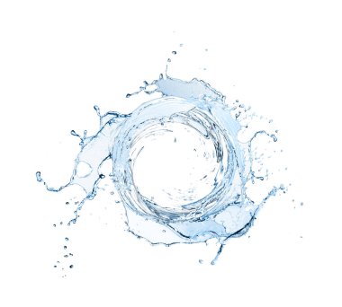 Beyaz arka planda su oluşumu girdabı. Dönen sıvı.