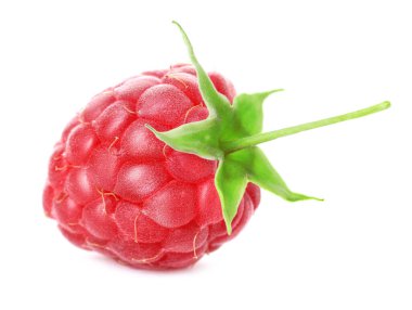 Beyaza izole edilmiş taze ahududu. Lezzetli.