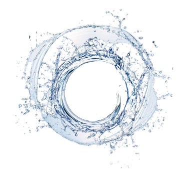 Beyaz arka planda su oluşumu girdabı. Dönen sıvı.