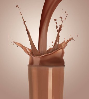 Çikolatalı sütü bej renkli arkaplana dökmek