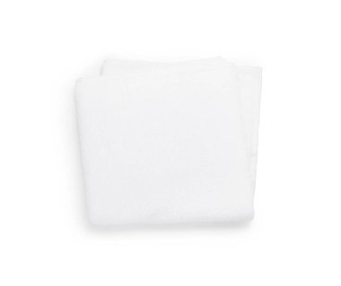 Bir kıvrımlı havlu beyaz, üst görünümde izole.