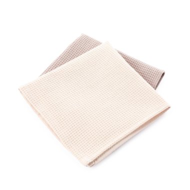 Beyaz üzerine izole edilmiş temiz waffle havluları.