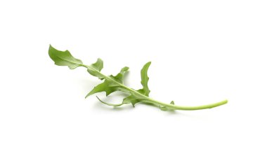 Taze yeşil roka yaprağı beyaza izole edilmiş.