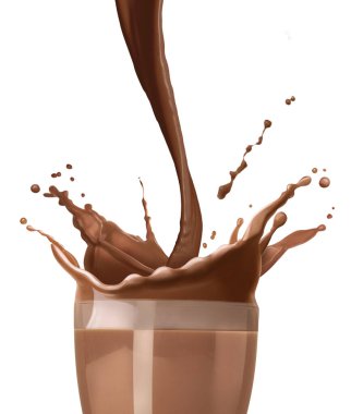 Beyaz arka plana çikolatalı süt dökmek