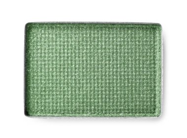 Palet için göz farı doldurma tepsisi beyazda izole edilmiş, üst manzara. Yeşil ton