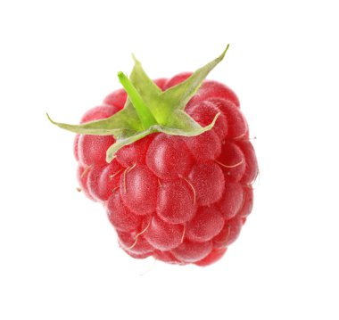 Beyaza izole edilmiş taze ahududu. Lezzetli.