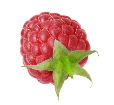 Beyaza izole edilmiş taze ahududu. Lezzetli.