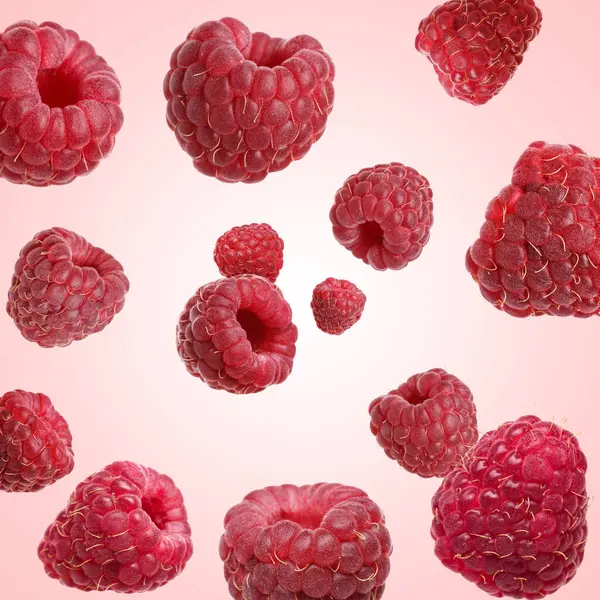 Pembe arka planda taze ahududu