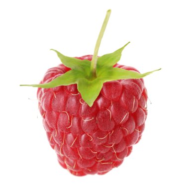 Beyaza izole edilmiş taze ahududu. Lezzetli.