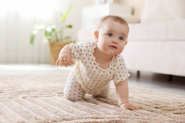 Evde yerde sürünerek şirin bebek