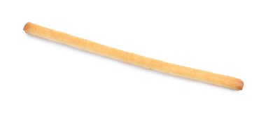 Beyaza izole edilmiş lezzetli bir Grissini çubuğu.