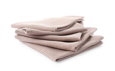 Beyaz üzerine izole edilmiş temiz waffle havluları.