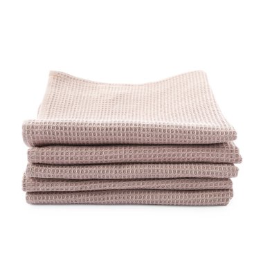 Beyaz üzerine izole edilmiş temiz waffle havluları.