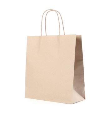 Beyaza izole edilmiş bir kese kağıdı.